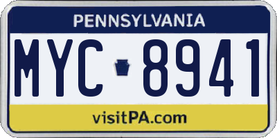 PA license plate MYC8941