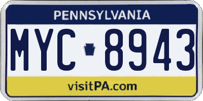 PA license plate MYC8943