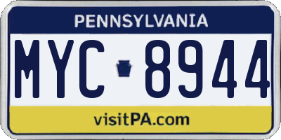 PA license plate MYC8944