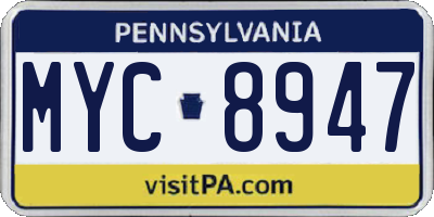 PA license plate MYC8947