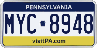 PA license plate MYC8948