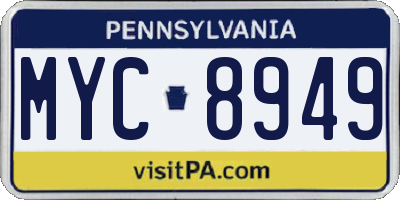 PA license plate MYC8949