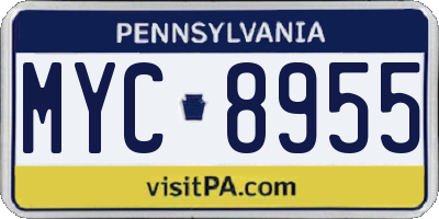 PA license plate MYC8955