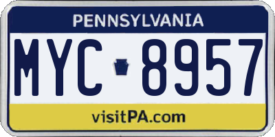 PA license plate MYC8957