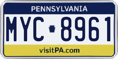 PA license plate MYC8961