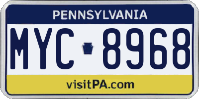 PA license plate MYC8968