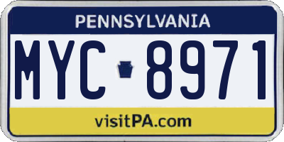 PA license plate MYC8971