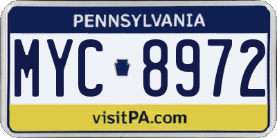 PA license plate MYC8972