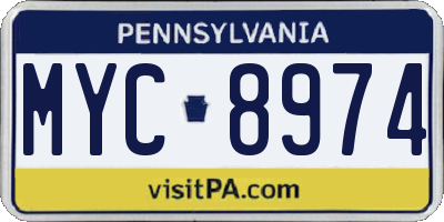 PA license plate MYC8974