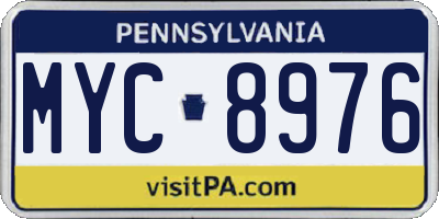 PA license plate MYC8976