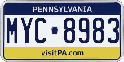 PA license plate MYC8983