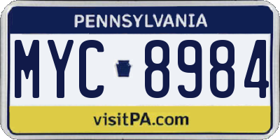 PA license plate MYC8984