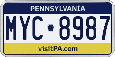 PA license plate MYC8987
