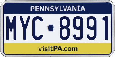 PA license plate MYC8991