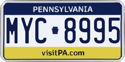 PA license plate MYC8995