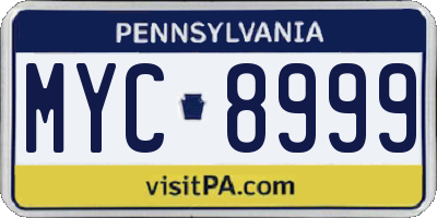 PA license plate MYC8999