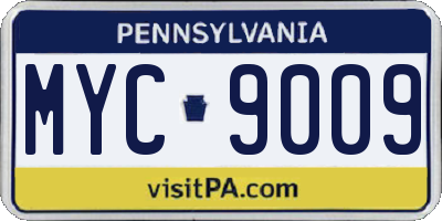 PA license plate MYC9009