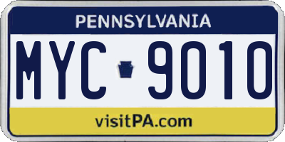 PA license plate MYC9010