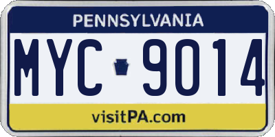 PA license plate MYC9014