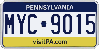PA license plate MYC9015