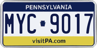 PA license plate MYC9017