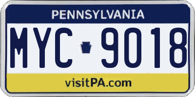 PA license plate MYC9018