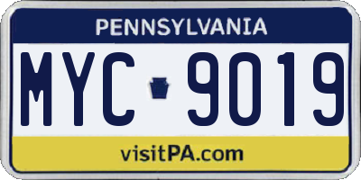 PA license plate MYC9019