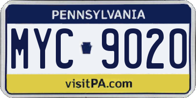 PA license plate MYC9020