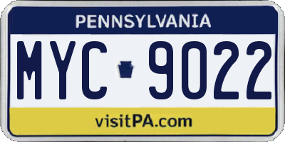 PA license plate MYC9022
