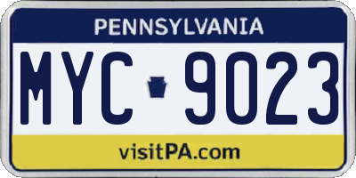 PA license plate MYC9023
