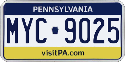 PA license plate MYC9025