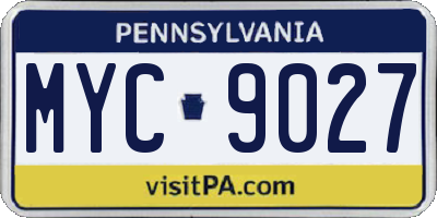 PA license plate MYC9027