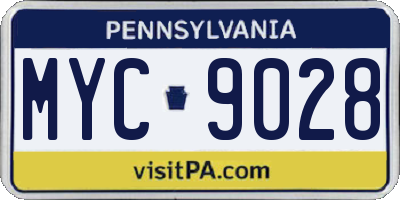 PA license plate MYC9028