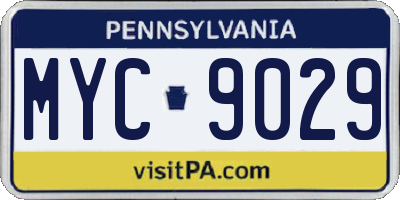 PA license plate MYC9029