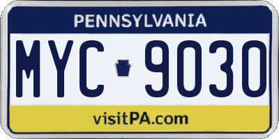 PA license plate MYC9030
