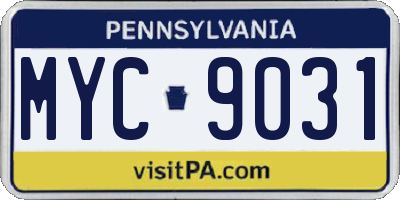 PA license plate MYC9031