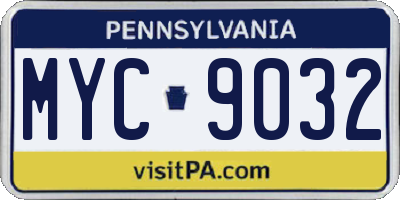 PA license plate MYC9032