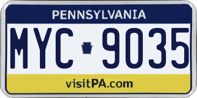 PA license plate MYC9035