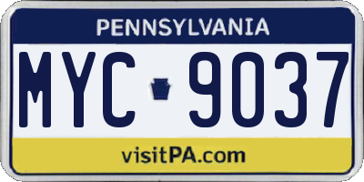 PA license plate MYC9037