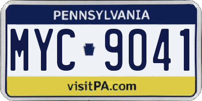 PA license plate MYC9041