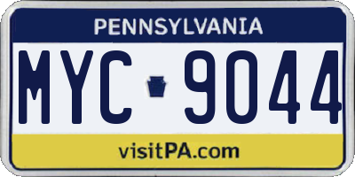 PA license plate MYC9044