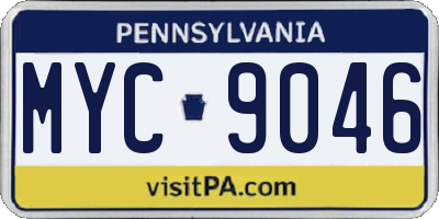 PA license plate MYC9046