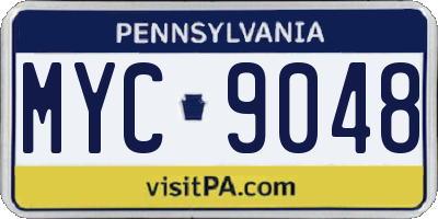PA license plate MYC9048