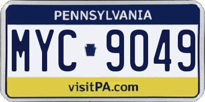 PA license plate MYC9049