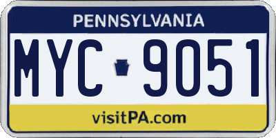 PA license plate MYC9051