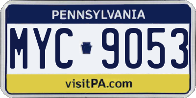 PA license plate MYC9053