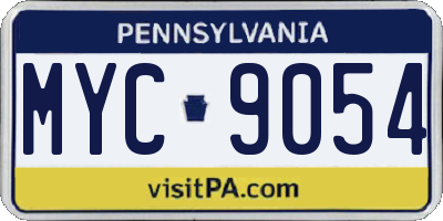 PA license plate MYC9054