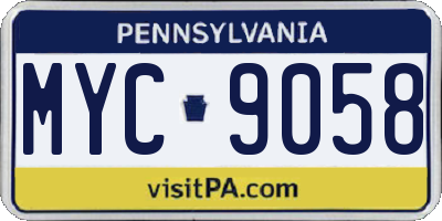 PA license plate MYC9058