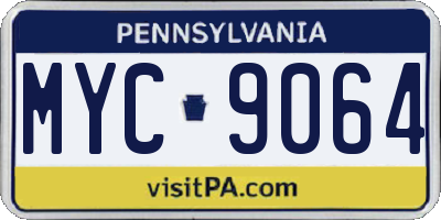 PA license plate MYC9064
