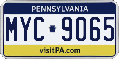 PA license plate MYC9065